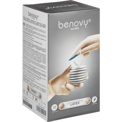 Перчатки латекс. стер. хирур. неопудр. текстур. анат. формы р.6,5 50 пар/уп /Benovy/400