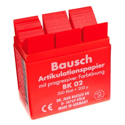 15. Артикуляционная бумага (Бауш) BK 02, 300 листов, 200 мкм, красная/ Bausch